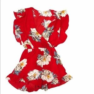 Umgee size medium red floral tropical romper